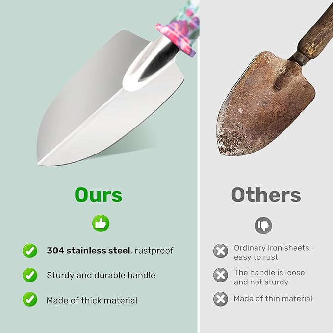 Garden Tool Set 17-Piece Garden Tools with Floral Print 304 Stainless Steel Garden Tools Set Gardening Kit Gardening Gifts for Women Purple