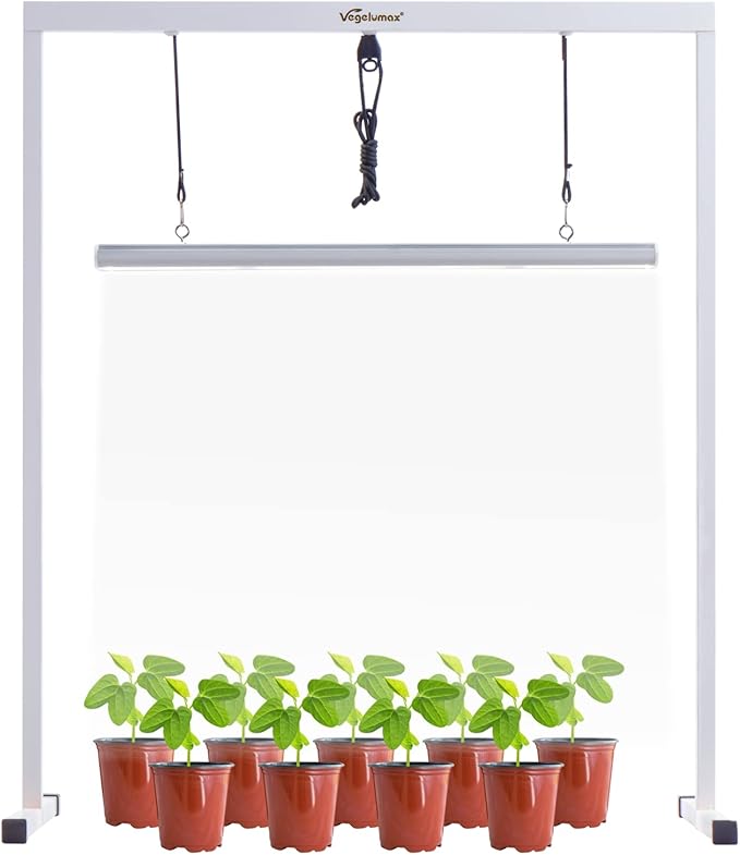 50Watt 2 Feet LED Grow Light Lamp Stand Rack with White Light Full Spectrum CRI90+ for SeedlingSeed Starting Plant GrowingIron Pipe FrameAluminum Heat SinkCCT6500KLamp Height Adjustable