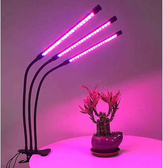 Grow Light Plant Lights for Indoor Plants3 Heads LED Grow Light with Full Spectrum &amp Red Blue Purple Spectrum for Indoor Plant Growing Lamp 3/9/12H Timer 9 Dimmable Levels (Three Head)