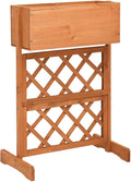 Wooden Garden Planter with Trellis Lattice Panels Freestanding Acacia Wood Plant Raised Bed Raised Bed for Outdoor Climbing Planting Yard Patio Decoration Orange 17.7x11.8x29.1