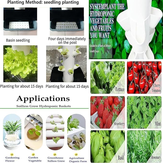 15 Floors 45 Holes Hydroponics Tower Set Hydroponic Growing Hydroponic Growing Kit Hydroponics Vertical Growing Fruits and Vegetabl for Garden Ent