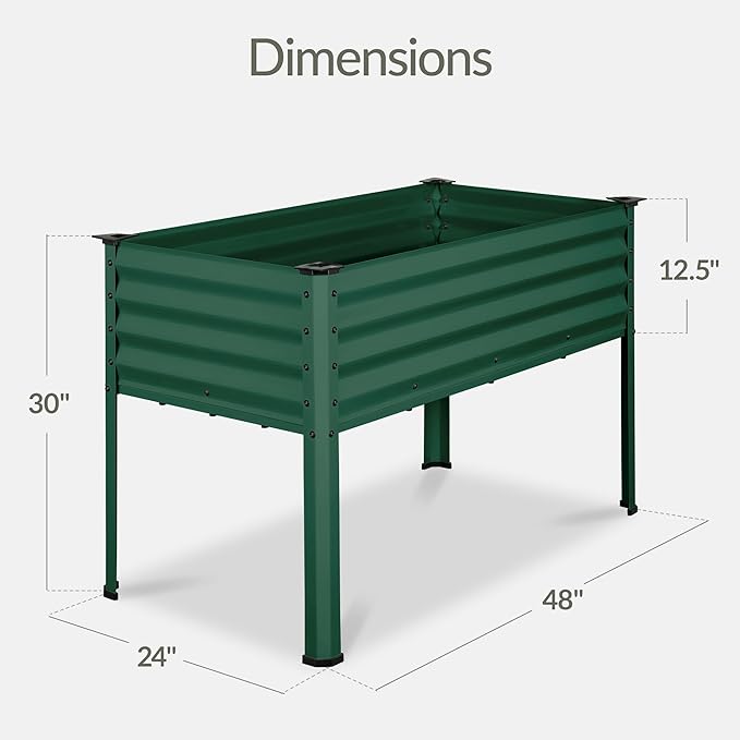 Best Choice Products 48x24x30in Galvanized Raised Garden Bed Metal Elevated Planter Box Vegetable Garden for Backyard Patio Balcony - Dark Green
