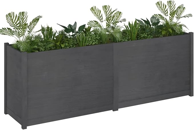 Raised Bed Wood Raised Beds for Garden Wooden Raised Bed Planter Raised Bed Wood Grey Herb Bed Wood Flower Box Flower Box Flower Tub Garden Planter 200 x 50 x 70 cm