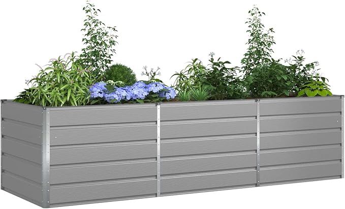 Galvanised Steel Raised Garden Bed Metal Planter Box for Outdoor Plants Vegetable Herb 114.17x39.37x29.53 Light Gray-222