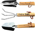 Personalized Garden Tools Set with Wooden Handles 3-Piece Set with Trowel Rake and Shovel Custom Engraved Gardening Gift for Mom Wife Grandmother - Includes Shovel Rake &amp Trowel Complete Se