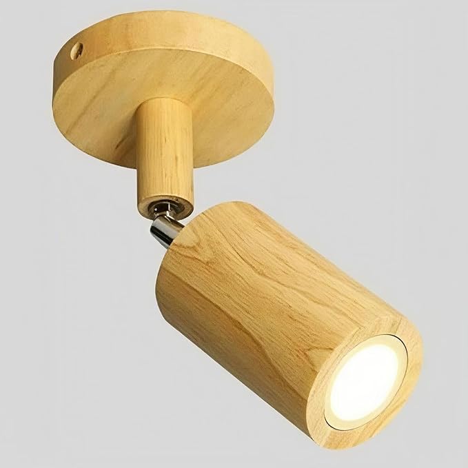 Rotatable Wooden Ceiling Light Adjustable LED Track Lighting Kit Modern Spotlight for Home Farmhouse Kitchen 2-Light