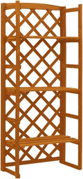 Wooden Garden Planter with Trellis Lattice Panels Freestanding Acacia Wood Plant Raised Bed Raised Bed for Outdoor Climbing Planting Yard Patio Decoration Orange 23.6x11.8x55.1