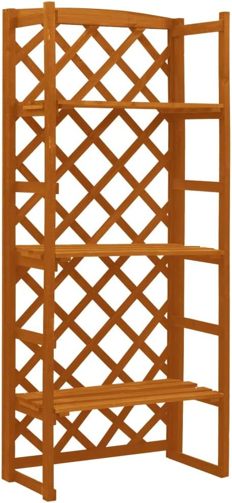 Wooden Garden Planter with Trellis Lattice Panels Freestanding Acacia Wood Plant Raised Bed Raised Bed for Outdoor Climbing Planting Yard Patio Decoration Orange 23.6x11.8x55.1