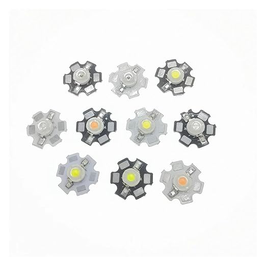 50pcs 1W 3W High Power LED Diodes Cold/Warm White/Red/Green/Blue/Yellow 660nm 445nm Plant Grow Light Source with 20mm Star PCB(Royal Blue 445nm1W with White PCB)