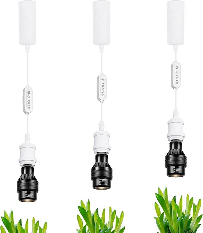 Adjustable Height Full Spectrum 10W Plant Growing Lamp H-Type Track Pendants Timer Matte White Industrial Porcelain Lamp Holder AUTO Halo Track for Basil Indoor Green House Customizable