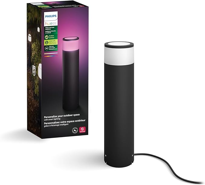 PHILIPS Hue Calla Large Outdoor Pedestal Light (Low-Volt) (104 x 402 mm) White &amp Color Pathway Light Voice Control with Alexa Apple Home &amp Google Assistant Bridge Required