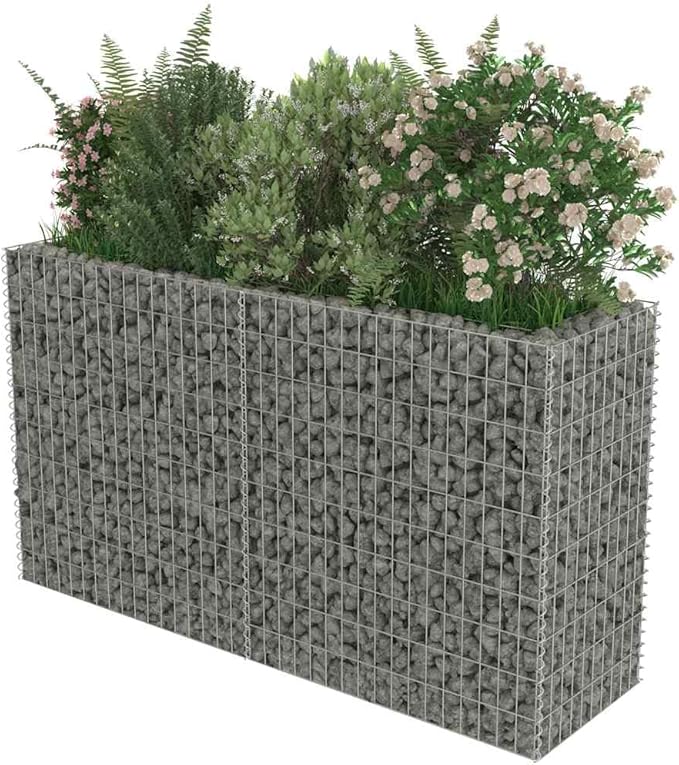 Gabion Raised Bed Silver Galvanized Steel 70.9x19.7x39.4 in Gardening Pots &amp Planters 143558