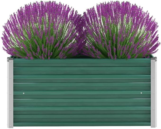 Garden Raised Bed Galvanized Steel 39.4x15.7x17.7 Green