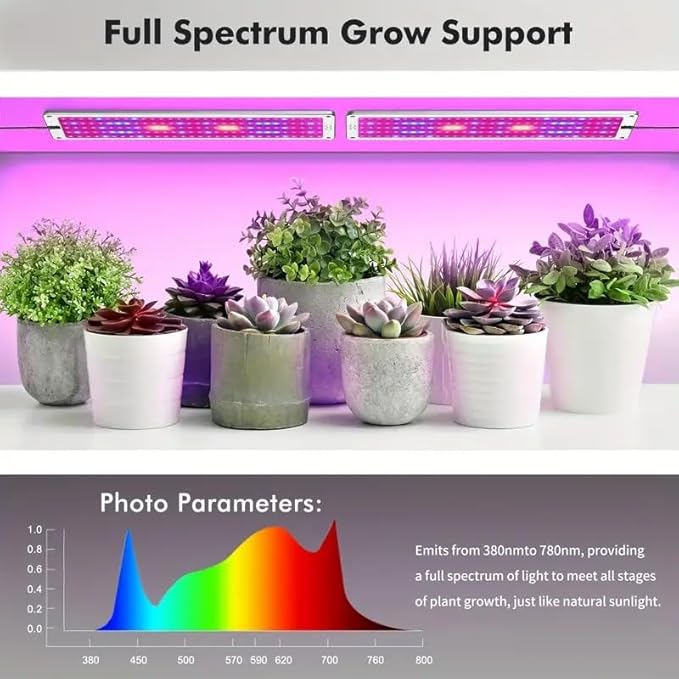Under Cabinet Grow Light LED Grow Lights for Indoor Plants with Timer &amp Dimmable Levels 4PCS Blue Red and 4PCS Sunlight