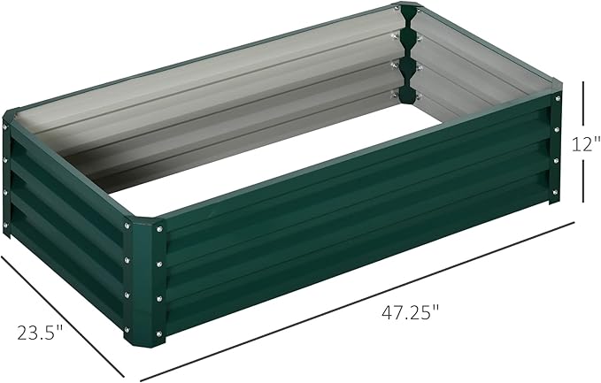 Raised Garden Bed 4' x 2' x 1' Galvanized Planter Box Raised Bed for Vegetables Flowers Plants and Herbs Green