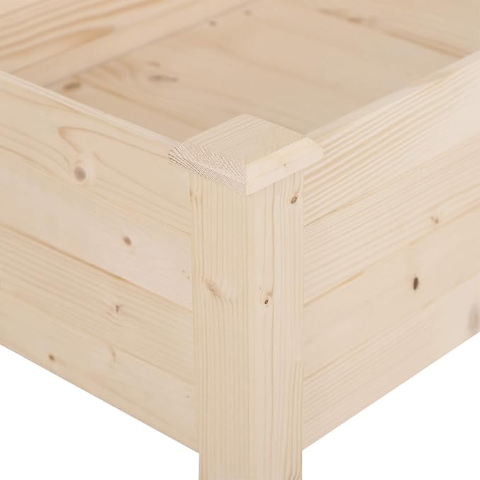 Outsunny Raised Garden Bed with Legs 48 x 22 x 30 Elevated Wooden Planter Box Self-Draining with Bed Liner for Vegetables Herbs and Flowers Backyard Patio Balcony Use Natural