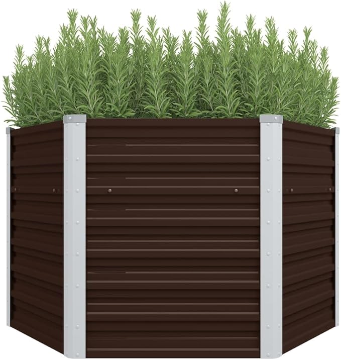 SKM Garden Raised Bed Brown 129x129x77 cm Galvanised Steel (Weight-10KG)