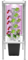 Hydroponics Growing System with LED Grow Lights | 30-Plant Hydroponic Tower | Indoor Vertical Garden Planter | Hydroponic Germination Kit for Fruits Vegetables Herbs - Gray