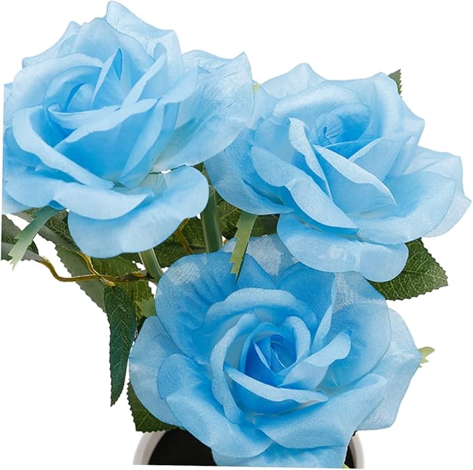Happyyami Solar Led Rose Flower Lights Lights Artificial Rose Pot Nightlight for Decoration for Home Office and Events