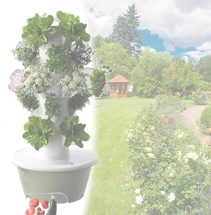 5-Tier Vertical Hydroponic Gardening System - Indoor/Outdoor Hydroponics Tower Kit with Hydrating Pump for Home Gardens
