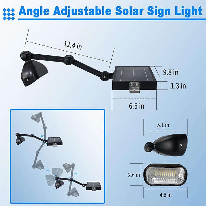 Solar Billboard Light Solar Sign Light 5200 mAh with 60 Super Bright LEDs for Outdoor Signs Advertisement Signs Highway