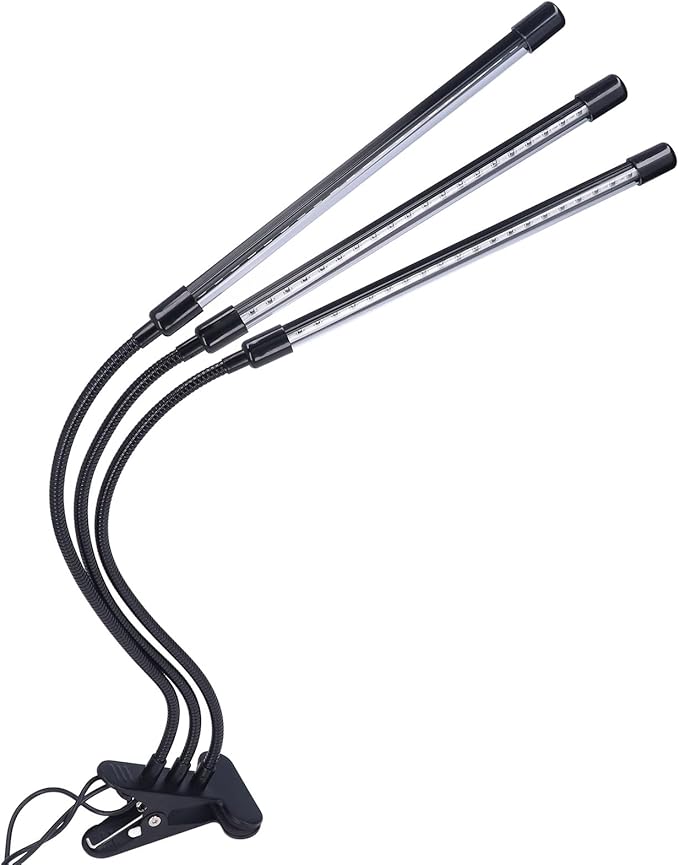 Grow Light 3 Head LED Red Blue 18W USB Powered Adjustable Angle and Timing for Indoor Growing Light - Energy Saving Flexible Gooseneck Ideal for Grow Plants and Gardening