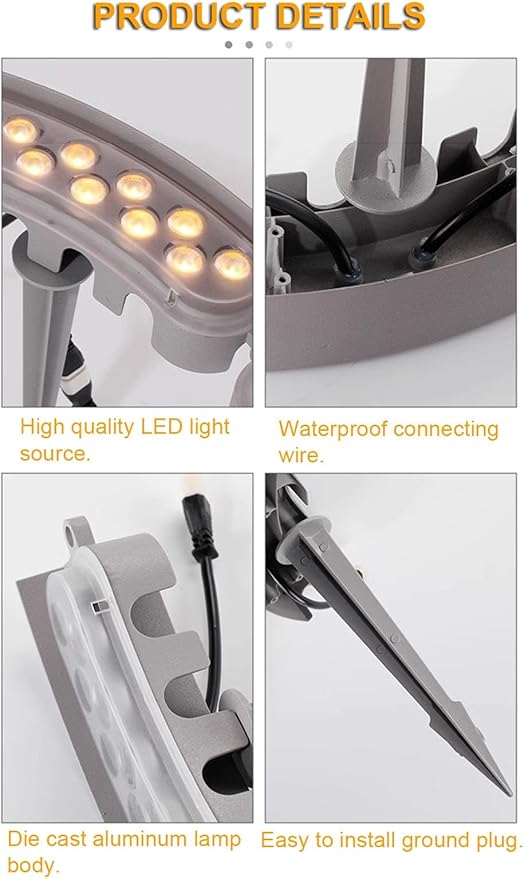 Solar Lights OutdoorSmall Landscape Spotlights LED Low Voltage Landscape Tree Ring Lights for Park Lawn (Warm White Light Pack of 6)