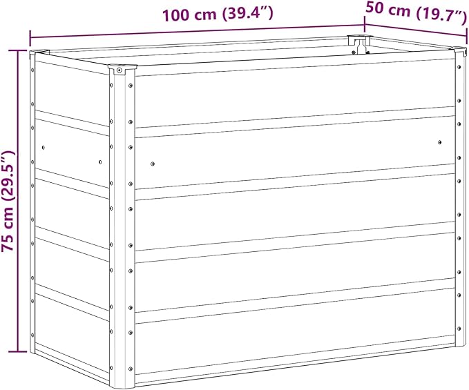 Steel Raised Garden Bed for Gardening Metal Planter Box for Vegetables Fruits Flowers 39.37 x 19.69 x 30.31 in Light Gray-685