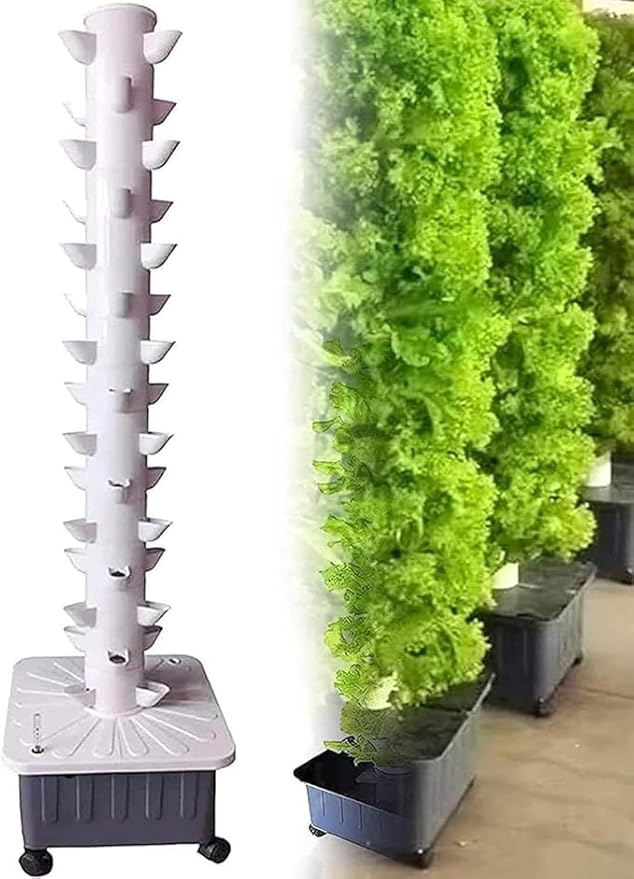 15 Floors 45 Holes Hydroponics Tower Set Hydroponic Growing Cultivation Vegetable Plant Tower Gift Suitable for Indoor Home Balcony