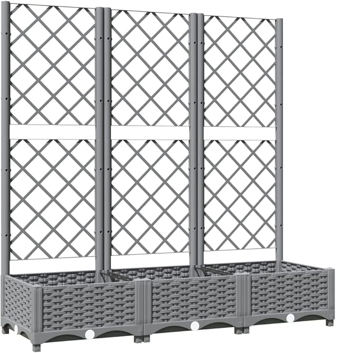 Light Grey Garden Planter with Trellis 47.2 x 15.7 x 47.8 in Large Outdoor Rectangular Raised Planter Box for Balcony Patio Growing Tomatoes Roses