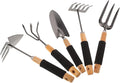 Kichvoe 5pcs Ergonomic Garden Tool Set with Hand Shovels and Rake Practical Planting and Weeding Tools with Storage Rack for Outdoor Gardening and Lawn Care