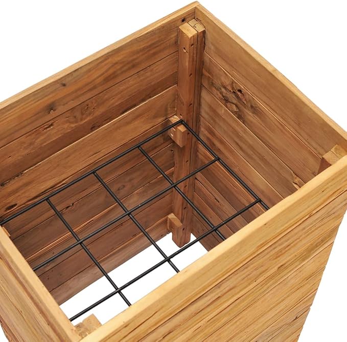Raised Bed 19.6x15.7x28.3 Recycled Teak and Steel rWeight-31 lbs
