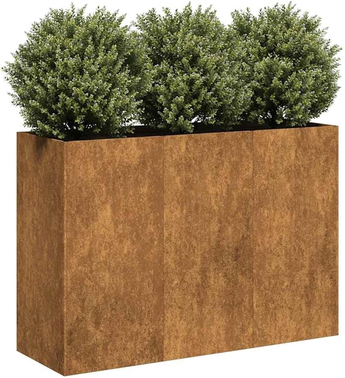 Large Corten Steel Raised Garden Bed Planter 47.2 x 15.7 x 31.5 in Weathering Steel Outdoor Rectangular Elevated Planter Box for Balcony Patio Garden