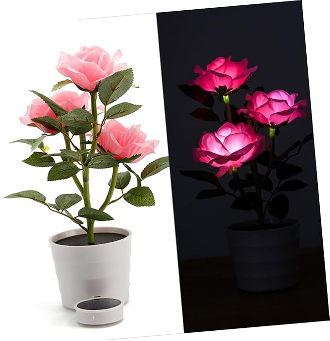 BESPORTBLE Rose Solar Lights Outdoor Artificial Roses Garden Lights Solar Power Lights for Outdoors Tulip Lanterns Lighting Rose LED Lights Rose Flower LED Light Flower Solar Lights Outdoor