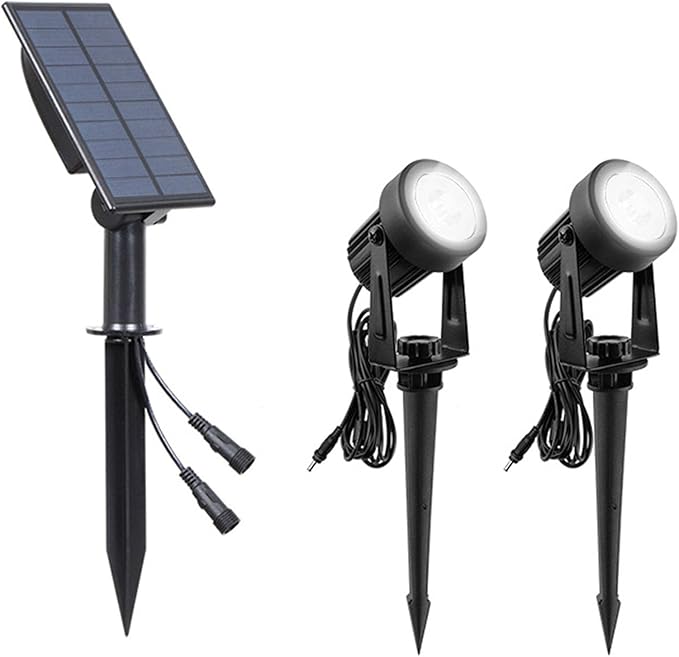 6000k2 in 1Solar Spot Lights Outdoor Solar Powered RGB Landscape Lighting IP65 Waterproof Auto On/Off Spotlights for Outside Garden Yard Landscape Pathway Garage