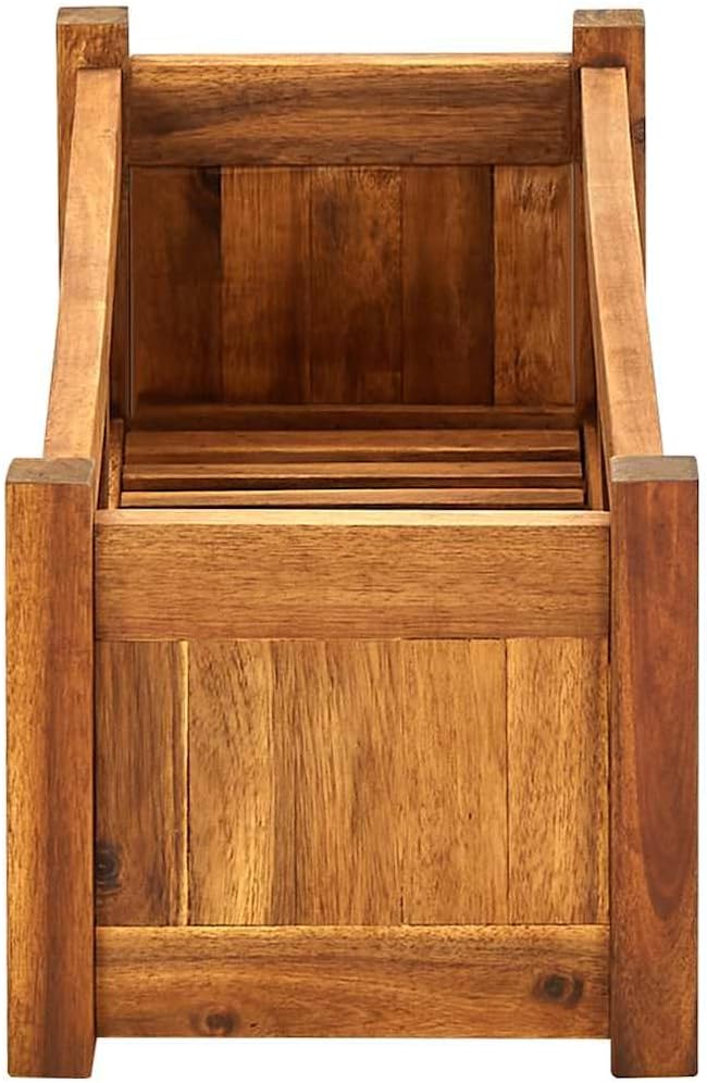 Raised Bed Warm Rustic Acacia Wood Large Rectangular Garden Planter Box 29.9x29.9x9.8 inch Outdoor Indoor Plant Container
