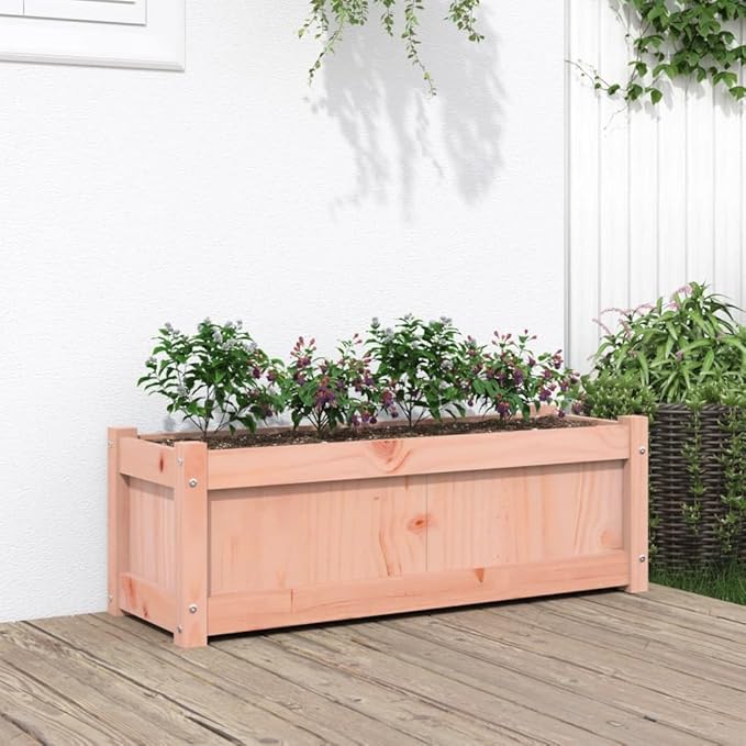 Raised Garden Bed Wooden Planter Box 35.4x12.2x12.2 Outdoor Patio Planters Solid Douglas Wood Raised Bed for Vegetables Flowers and Herb Garden