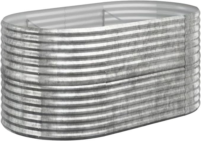 REWIS Garden Raised Bed Planter Raised Beds Raised Planter Box Planters for Outdoor Plants Garden Beds Powder-Coated Steel 59.8x31.5x26.8 Silver