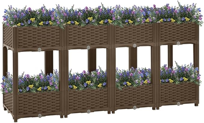Raised Bed Outdoor Planter Garden Bed Polypropylene Raised Garden Bed Raised Planter Bed Raised Plant Containers for Fresh Vegetables Herbs Flowers 63x15.7x28