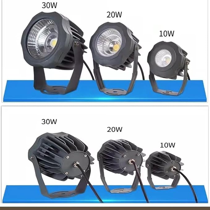 Outdoor LED Spotlight High Power COB Round Landscape Lights AC IP67 Waterproof Tree Light Landscape Lighting 180° Adjustable BracketWhite-30W()