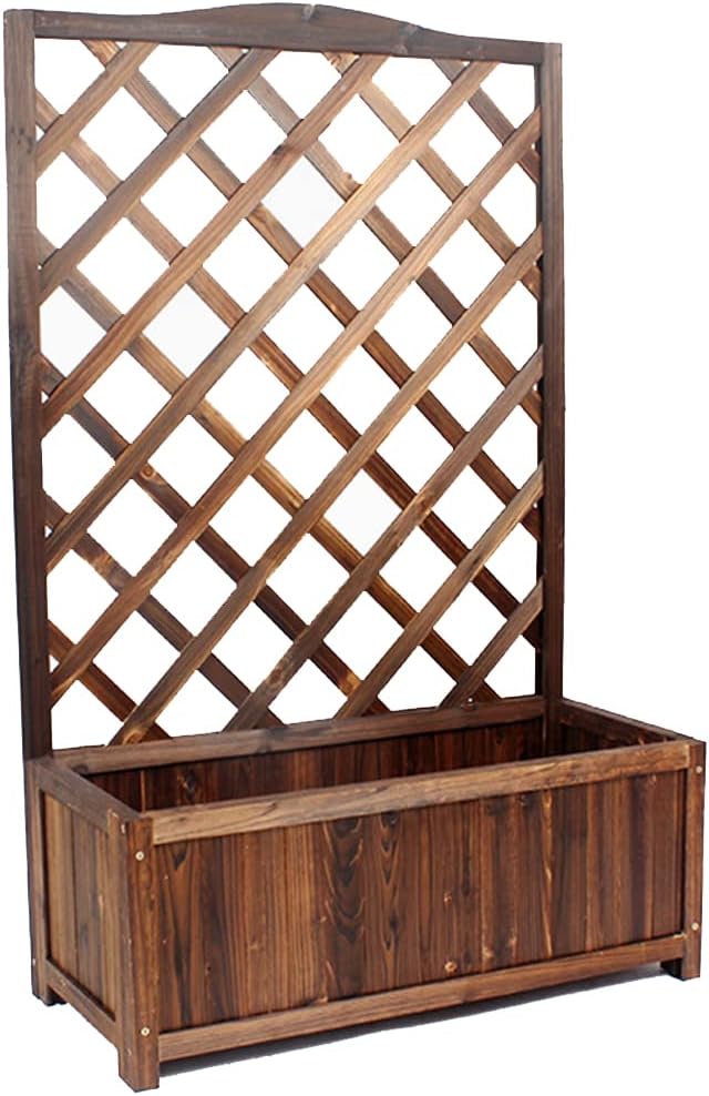 Generic Wood Planter Raised Bed with Trellis Outdoor Natural Wooden Garden Bed Planter Box Kit for Vegetables Herbs Flowers Tomato And HerbsNatural75x35x120cm