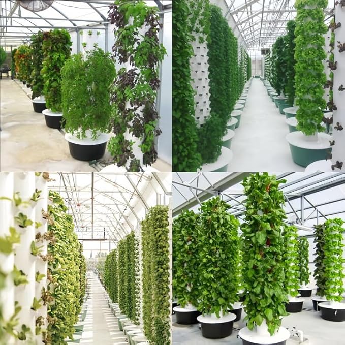 Hydroponic Grow Tower Vertical Aeroponic Tower for FruitsFlowersVegetables 9 Layer 36 Pots Planter with Water Tank and Pump Black