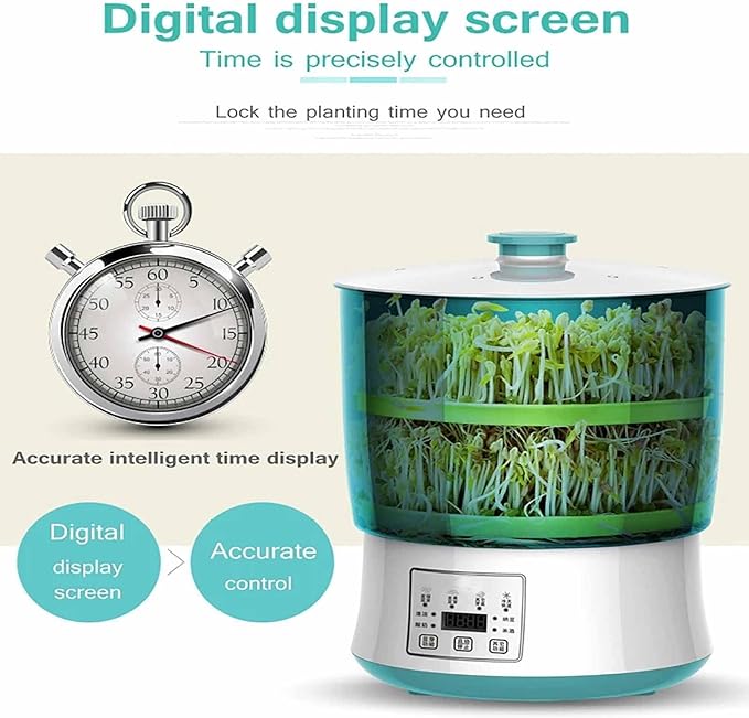Automatic Sprouter Bean Growing Machine 3 Layers Germination Tank Seed Germination Machine LED Display Time Control 360° Automatic Spray