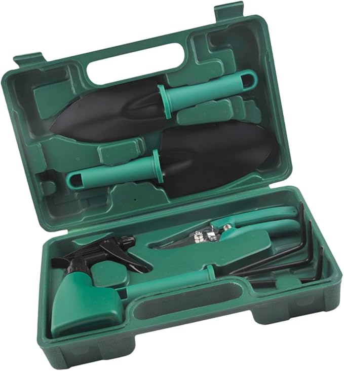 Garden Tool Set with Shovel and Rake 5pcs Portable Gardening Tool Kit with Storage Case for Outdoor Planting and Lawn Care