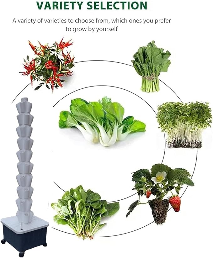 Hydroponic TowerVertical Hydroponics Garden Grow TowerSoilless Cultivation Vertical Hydroponic Garden TowerMulti-Layer Planting Tower Equipment White-10-layer