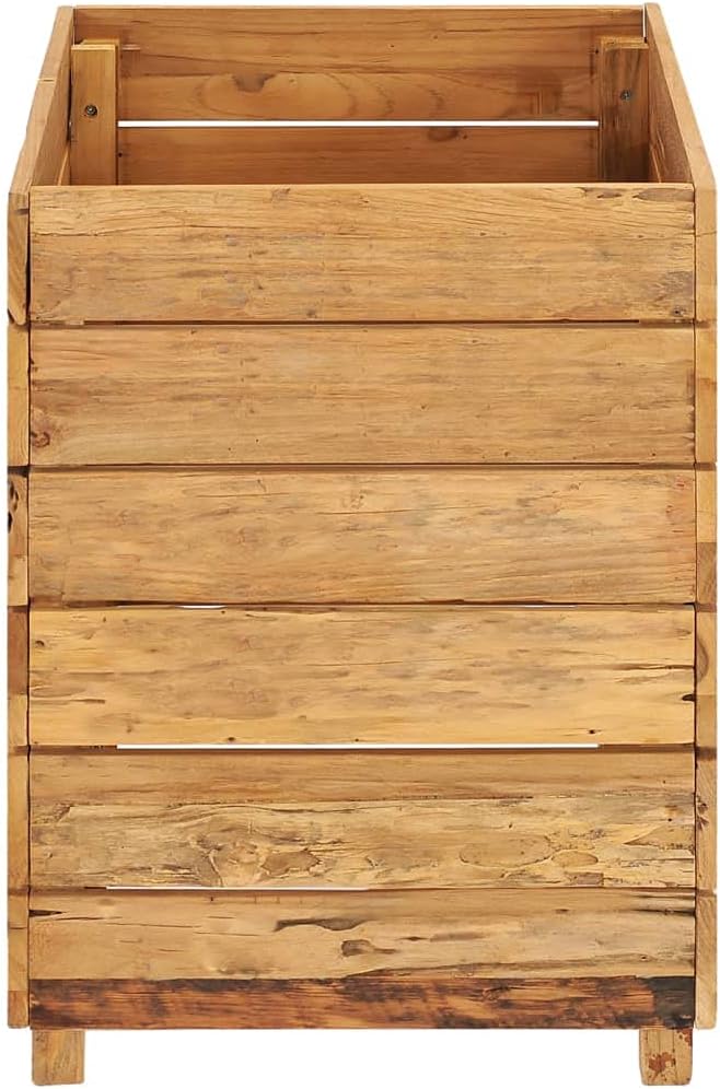 Raised Bed 19.7x15.7x21.7 Solid Wood Teak and SteelRaised Garden BedOutdoor Planters for Flower Herb Garden