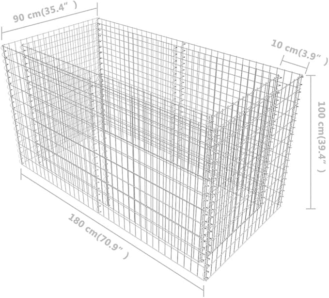 Galvanized Steel Garden Raised Bed 70.9x35.4x39.4 Versatile and Durable Outdoor Garden Steel Gabion Planter Ideal for Flowers and Plant Beds Silver-867