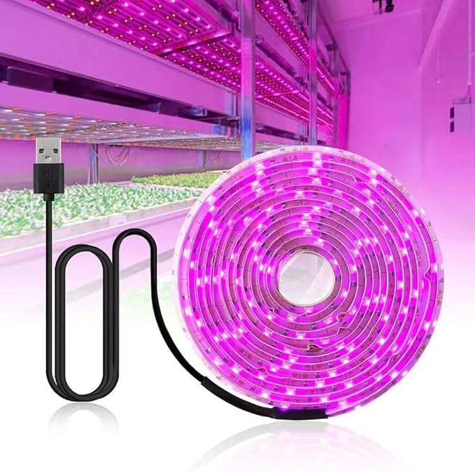 LED Grow Light Full Spectrum Waterproof 5V USB Grow Light Strip 2835 Chip LED Phyto Lamp for Indoor Veg Plants Flowers Seedling Greenhouse Hydroponic Plant Growing Lamp Succulent Fill Light (3m-USB)