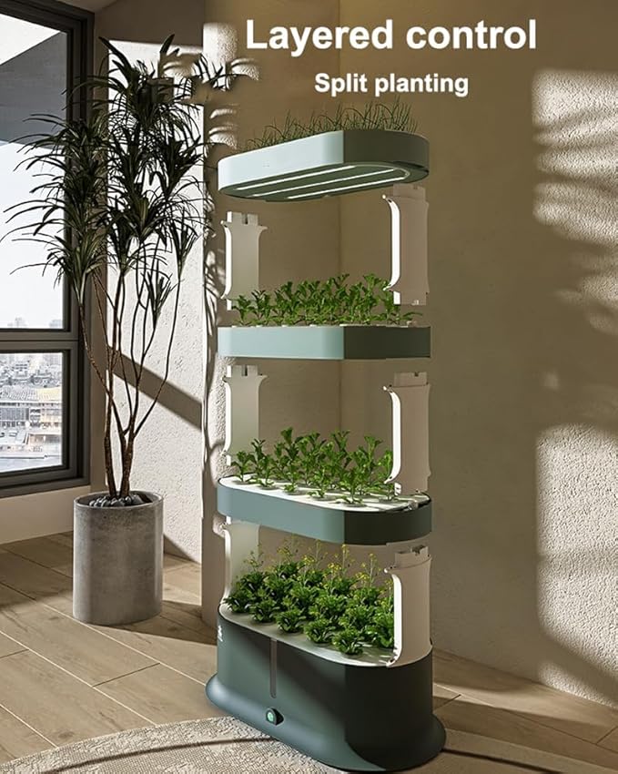 COYEUX Indoor Hydroponics System Automated LED Grow Lights Hydroponic Growing System with Remote Control for Herbs Fruits Vegetables White
