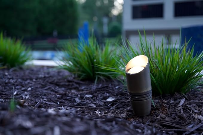 GLE Premium Brand Antique Brass Landscape Spotlights - 12 Volt - Outdoor Uplight LED Wired Spot Lights IP65 Waterproof Antique Bronze for Exterior Garden Yard Tree House Without MR16 Bulb (20 Pack)